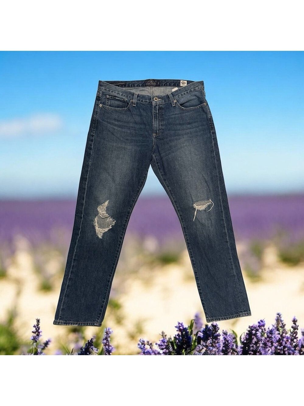 Lucky Brand Boyfriend Jeans Womens 12 / 31 Sienna Slim Distressed / Ripped Blue